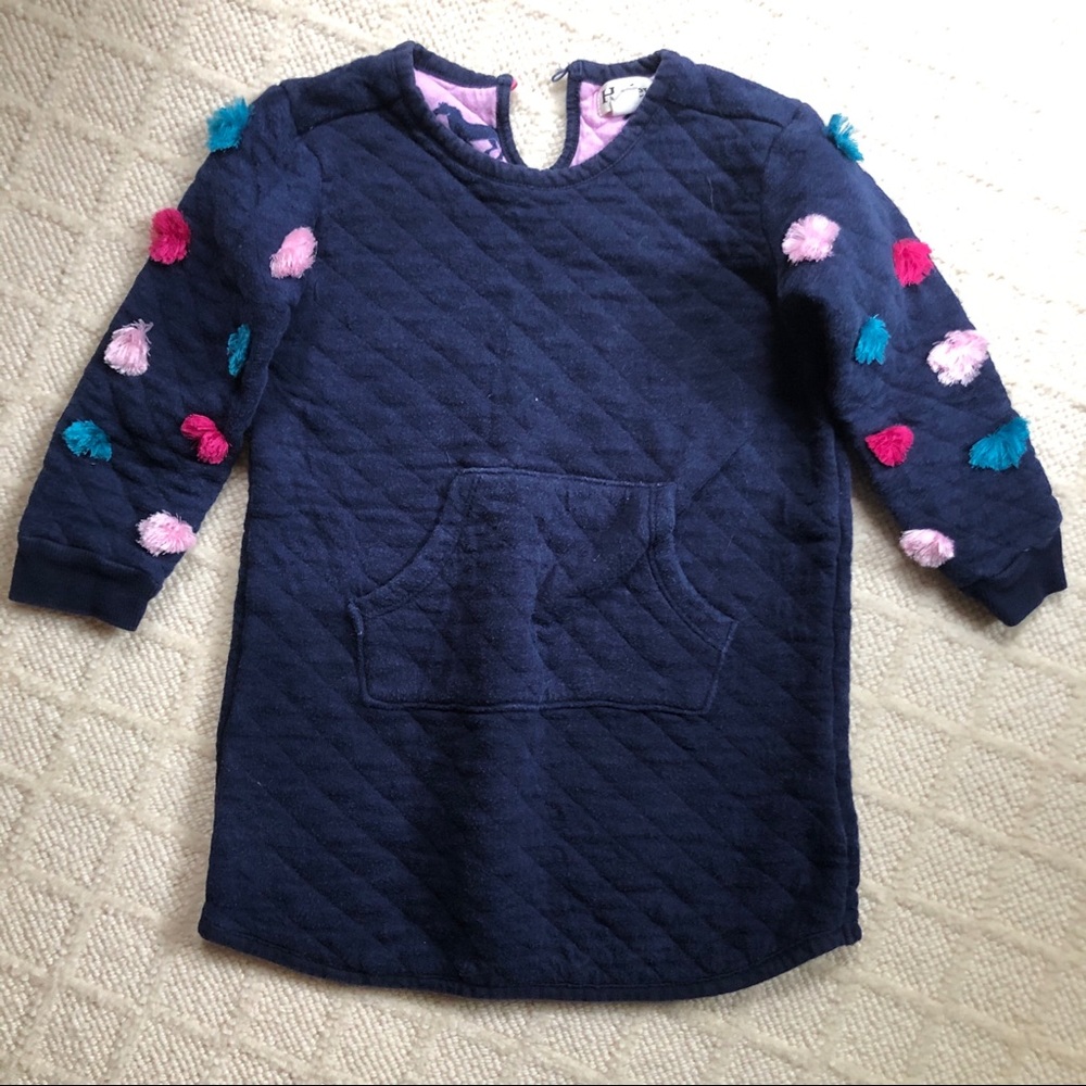 Hatley dress, navy with pom poms